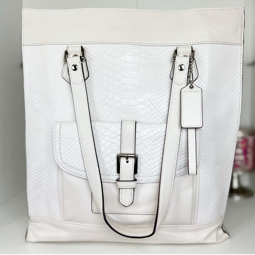 Coach Charlie Embossed Python Leather Large Tote … - image 2